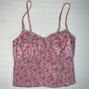 Women’s Y2K Babydoll Cami Tank Top Womens Size Small Coquette Milkmaid Floral